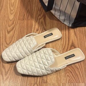 Nine West Quilted Cream Mules